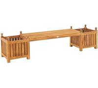 CLP Banc de Jardin en Teck Boston avec 2 Bacs à Fleurs Intégrés, Banc Extérieur Durable et Élégant pour Terrasse, Balcon ou Jardin | Couleur Teck