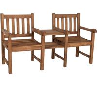 CLP Banc de Jardin Lior 2 Places avec Table integree, Banc et Fauteuil en Teck, Resistant aux intemperies, pour Balcon ou Jardin | Couleur Teck