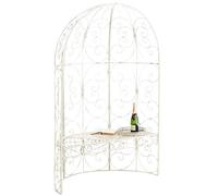 CLP Banc De Jardin Rosie Demi-Cercle I Banquette 2 Places avec Arche A Rosiers en Métal Stable I Demi-Gloriette pour Plantes Grimpantes, Couleur:crème Antique