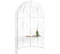 Arche à rosier Rosie en forme de demi pavillon avec banc de jardin , Blanc antique