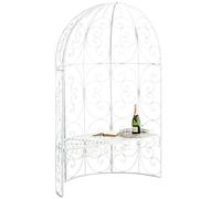 CLP Banc De Jardin Rosie Demi-Cercle I Banquette 2 Places avec Arche A Rosiers en Métal Stable I Demi-Gloriette pour Plantes Grimpantes, Couleur:Blanc