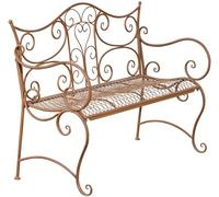 CLP Banc De Jardin Tara I Banquette De Jardin en Fer Forgé Style Rustique I Banc D'Extérieur Terrasse Balcon Place Assise pour 2 A 3 Personnes, Couleur:Marron Antique