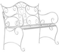 CLP Banc De Jardin Tara I Banquette De Jardin en Fer Forgé Style Rustique I Banc D'Extérieur Terrasse Balcon Place Assise pour 2 A 3 Personnes, Couleur:Blanc Antique
