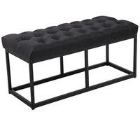 CLP Banc Design Amun en Tissu I Banquette avec Piètement en Métal Noir Mat I Style Chersterfield I Banc De Couloir Différentes Longueurs, Couleur:Noir, Taille:100 cm