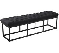 CLP Banc Design Amun en Tissu I Banquette avec Piètement en Métal Noir Mat I Style Chersterfield I Banc De Couloir Différentes Longueurs, Couleur:Noir, Taille:150 cm