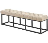 CLP Banc Design Amun en Tissu I Banquette avec Piètement en Métal Noir Mat I Style Chersterfield I Banc De Couloir Différentes Longueurs, Couleur:Taupe, Taille:150 cm