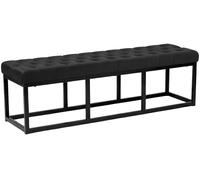 CLP Banc Polson, Moderne, Cadre en métal Noir, Velours capitonné, Protection de Sol, pour Salon, entrée ou Chambre à Coucher, Couleur:Noir, Taille:150 cm