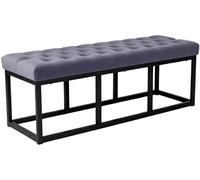 CLP Banc Polson, Moderne, Cadre en métal Noir, Velours capitonné, Protection de Sol, pour Salon, entrée ou Chambre à Coucher, Couleur:Gris, Taille:120 cm