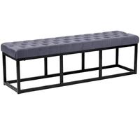 CLP Banc Polson, Moderne, Cadre en métal Noir, Velours capitonné, Protection de Sol, pour Salon, entrée ou Chambre à Coucher, Couleur:Gris, Taille:150 cm