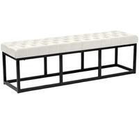 CLP Banquette Polson en Velours I Bout De Lit Style Chesterfield I Cadre en Métal Noir, Couleur:crème, Taille:150 cm