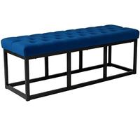 CLP Banc Polson, Moderne, Cadre en métal Noir, Velours capitonné, Protection de Sol, pour Salon, entrée ou Chambre à Coucher, Couleur:Bleu, Taille:120 cm
