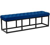 CLP Banc Polson, Moderne, Cadre en métal Noir, Velours capitonné, Protection de Sol, pour Salon, entrée ou Chambre à Coucher, Couleur:Bleu, Taille:150 cm