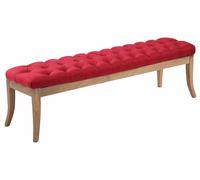 Banc chesterfield 150 cm fabriqué en bois et tissu avec finition couleur rouge Ramses CLP
