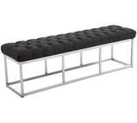 CLP Banquette Amun E en Tissu I Assise Rembourrée Coutures Décoratives I Support en Acier Inoxydable I Banc De Couloir Hauteur 46 cm, Couleur:Gris foncé, Taille:150 cm