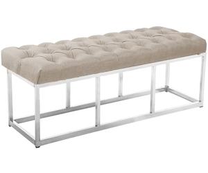 CLP Banquette Amun E en Tissu I Assise Rembourrée Coutures Décoratives I Support en Acier Inoxydable I Banc De Couloir Hauteur 46 cm, Couleur:crème, Taille:120 cm