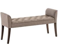 CLP Banquette Cleopatra en Tissu I Banc Rembourré avec Accoudoirs Style Chesterfiled I Piétement en Bois I Banquette Capitonnée 133 x 64 x 43cm, Couleur:Taupe, Couleur du Cadre:Antique foncé