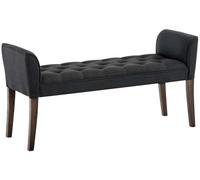 CLP Banquette Cleopatra en Tissu I Banc Rembourré avec Accoudoirs Style Chesterfiled I Piétement en Bois I Banquette Capitonnée 133 x 64 x 43cm, Couleur:Gris foncé, Couleur du Cadre:Antique foncé