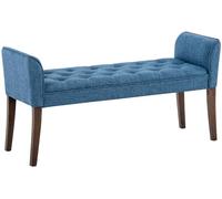CLP Banquette Cleopatra en Tissu I Banc Rembourré avec Accoudoirs Style Chesterfiled I Piétement en Bois I Banquette Capitonnée 133 x 64 x 43cm, Couleur:Bleu, Couleur du Cadre:Antique foncé