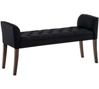 CLP Banquette Cleopatra en Tissu I Banc Rembourré avec Accoudoirs Style Chesterfiled I Piétement en Bois I Banquette Capitonnée 133 x 64 x 43cm, Couleur:Noir, Couleur du Cadre:Antique foncé