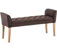CLP Banquette Cleopatra en Tissu I Banc Rembourré avec Accoudoirs Style Chesterfiled I Piétement en Bois I Banquette Capitonnée 133 x 64 x 43cm, Couleur:Marron, Couleur du Cadre:Antique Clair
