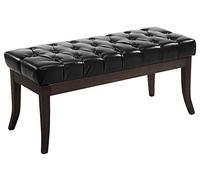 CLP Banquette Elégante Ramses en Similicuir I Assise avec Coutures Décoratives I Banc Design avec Pieds en Bois Antique Sombre, Couleur:Noir, Taille:100 cm