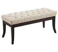 CLP Banquette Elégante Ramses en Similicuir I Assise avec Coutures Décoratives I Banc Design avec Pieds en Bois Antique Sombre | Couleur crème Taille 100 cm