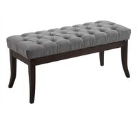 CLP Banquette Elégante Ramses en Tissu I Assise avec Coutures Décoratives I Banc Design avec Pieds en Bois Antique Sombre, Couleur:Gris, Taille:100 cm
