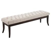 CLP Banquette Elégante Ramses en Tissu I Assise avec Coutures Décoratives I Banc Design avec Pieds en Bois Antique Sombre, Couleur:crčme, Taille:150 cm