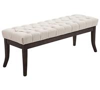 CLP Banquette Elégante Ramses en Tissu I Assise avec Coutures Décoratives I Banc Design avec Pieds en Bois Antique Sombre, Couleur:crčme, Taille:120 cm