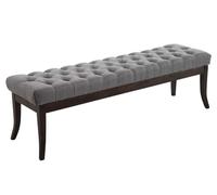CLP Banquette Elégante Ramses en Tissu I Assise avec Coutures Décoratives I Banc Design avec Pieds en Bois Antique Sombre, Couleur:Gris, Taille:150 cm