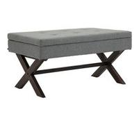 CLP Banquette Namaro en Tissu avec espace de rangement Pieds Bois de caoutchouc , Gris/Antique Gris G