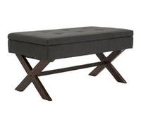 CLP Banquette Namaro en Tissu avec espace de rangement Pieds Bois de caoutchouc , Gris foncé/Antique Gris foncé G