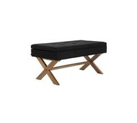 CLP Banquette Namaro en Tissu avec espace de rangement Pieds Bois de caoutchouc , Noir /Antique clair