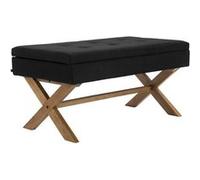 CLP Banquette Namaro en Tissu avec espace de rangement Pieds Bois de caoutchouc , Noir /Antique clair Noir G
