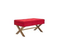 CLP Banquette Namaro en Tissu avec espace de rangement Pieds Bois de caoutchouc , Rouge/Antique clair