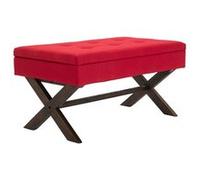 CLP Banquette Namaro en Tissu avec espace de rangement Pieds Bois de caoutchouc , Rouge/Antique Rouge