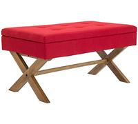 CLP Banquette Namaro en Tissu avec espace de rangement Pieds Bois de caoutchouc , Rouge/Antique clair Rouge