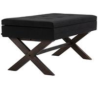 CLP Banquette Namaro en Tissu avec espace de rangement Pieds Bois de caoutchouc , Noir /Antique