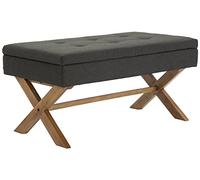 CLP Banquette Namaro en Tissu avec espace de rangement Pieds Bois de caoutchouc , Gris foncé/Antique clair