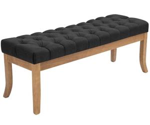 CLP Banquette Ramses en Tissu I Assise avec Coutures Décoratives Banc Design pour Cuisine ou Couloir I Pieds en Bois Antique Clair I Couleur:, Couleur:Gris foncé, Taille:120 cm