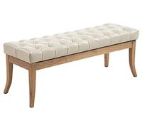 CLP Banquette Ramses Similicuir I Assise avec Coutures Décoratives Banc Design pour Cuisine ou Couloir I Pieds en Bois Antique Clair I Couleur:, Couleur:crème, Taille:120 cm