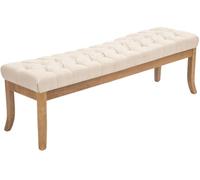 CLP Banquette rembourrée en Tissu Ramses, Banc capitonné avec piétement en Bois Clair, Facile d'entretien et Durable, avec Patins protecteurs | Couleur crème Taille 150 cm