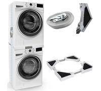 CLP Cadre de Liaison Universel pour Lave-Linge et sèche-Linge, empilable réglable en Hauteur, avec Tablette et Sangle de Fixation, Cadre, Couleur:Blanc
