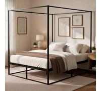 CLP Cadre de lit ŕ baldaquin Batoni, lit Double pour Adultes, Structure et sommier en métal Noir, lit métallique Stable, Taille:140 x 200 cm