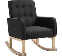 CLP Chaise à bascule Dream en tissu avec dossier et accoudoirs, piètement en bois de chêne Noir