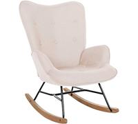 CLP Chaise A Bascule Sanka en Tissu I Fauteuil A Bascule avec Support en Métal I Fauteuil De Relaxation avec Patins en Bois, Couleur:crčme