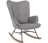CLP Chaise A Bascule Sanka en Tissu I Fauteuil A Bascule avec Support en Métal I Fauteuil De Relaxation avec Patins en Bois, Couleur:Gris