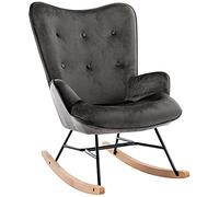 Fauteuil à bascule Sanka en Velours , Gris foncé