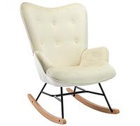 CLP Chaise A Bascule Sanka en Velours I Fauteuil A Bascule avec Support en Métal I Fauteuil De Relaxation avec Patins en Bois, Couleur:crème