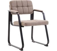 CLP Chaise avec Accoudoirs Canada B Rembourrée, Visiteur & Conférence, Tissu, Piétement Métal Noir Mat, Salle d'Attente, Couleur:Taupe